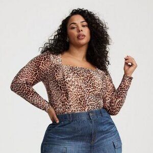 TORRID Leopard Square Neck Mesh Corset Top